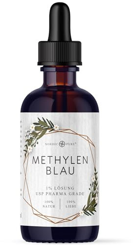 Methylenblau 100ml hochdosierte Tropfen von Nordic Pure | Lösung mit 99,9% Reinheit | Hochdosiert Methylene Blue | Methylene Blau 1% Lösung | Laborgeprüft & in Deutschland hergestellt