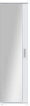FORTE NET106 Schrank 50, Schuhschrank, Garderobenschrank, Abstellraum, Drehtürenschrank, 1-türig mit Einlegeböden, Weiß mit Spiegel, 50 cm breit x 180 cm hoch x 35 cm tief