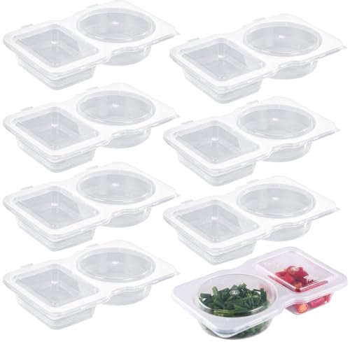 IKOPFLN 8 Pièces Contenants Plastique avec Couvercle 130 ml, pot plastique avec couvercle, Contenants Alimentaires, Boîtes Plastique Hermétiques pour Aliments, Plastic Sauce Jars with Lids