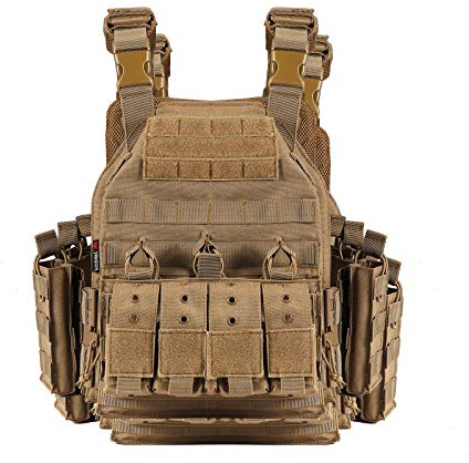 HOPBLOCK Taktische Weste Herren, Militär Plattenträger Weste MOLLE Combat Weste, Militär Airsoft Paintball Einstellbar Einsatzweste Tactical Vest für Camping Wandern CS Outdoor Training