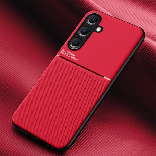 YUECXIN Cover per Samsung Galaxy M35 5G, Ultrasottile Antiurto Anticaduta Antiscivolo PU + TPU Bumper Silicone Case, Premio Classica Moda Uomini Donne Custodia. Rosso