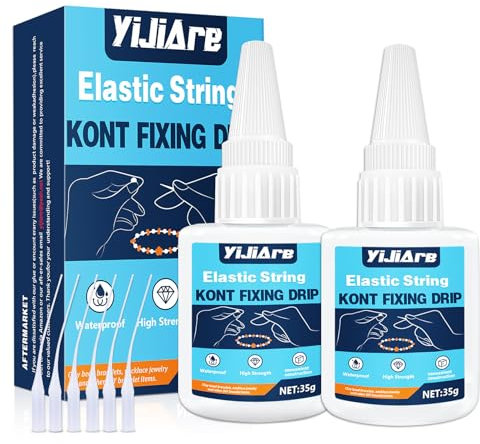 Elastic String Kont Fixing Drip 70g - Colla trasparente per braccialetti che fissa perfettamente il filo elastico alle perline in argilla; forniture per la creazione di gioielli