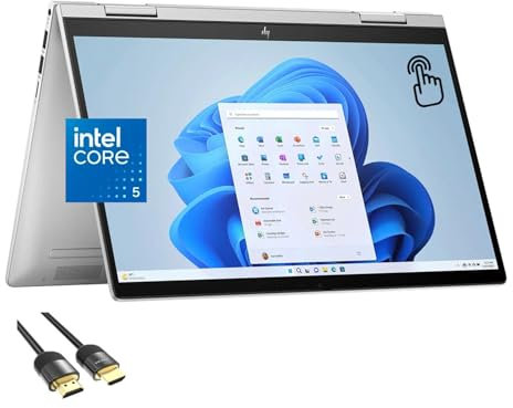 HP Envy x360 2-in-1 Touch Laptop, 14 FHD, 10-Core 5 120U (beats i7-1255U), 8GB RAM, 512GB SSD, FP Reader, Backlit, WiFi 6E, Webcam, USB-C, Micro SD Card Reader, PDG HDMI Cable, US Version KB, Win 11