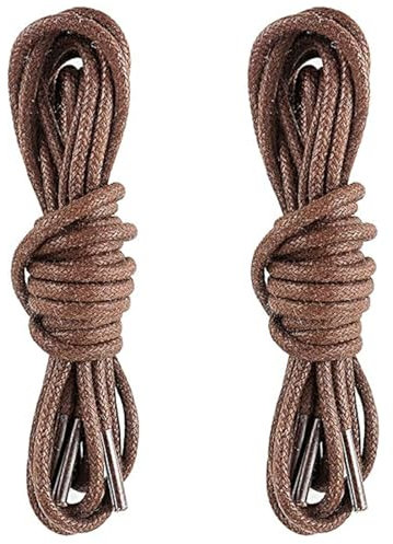 Yamobi Cordones redondos encerados, marrones para zapatos de hombre y mujer, 90 cm de largo, cordones Oxford para vestido encerado, cordones de repuesto para botas de repuesto, plata, L