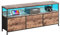 Meuble TV LED avec 3 Tiroirs, Petit Meuble Tele avec Rangement, Banc TV, Support Télé, Commode en Tissu pour Le Salon Chambre à Coucher Entrée, 108x30x57cm, Marron Rustique
