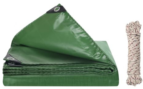 COEWUR Lona Impermeable Exterior 420 g/m² Lona de Protección con Ojales y 10m Cuerda 2 x 1m Lonas Resistente a Los Rayos UV para Piscina Coche Barco Madera Muebles de Jardín (Verde)