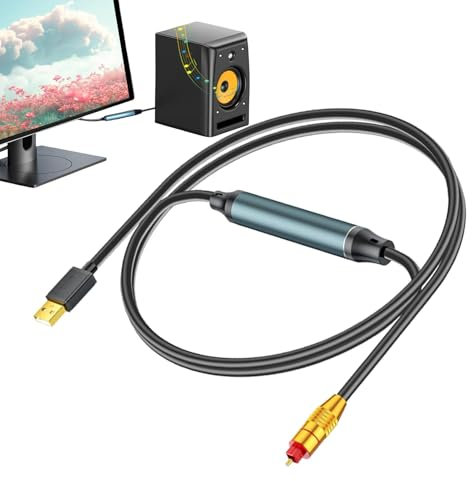 Genérico USB to Optical Transmitter, Alloy USB To Optical Audio Converter, User-Friendly USB Optical Audio Adapter, Black USB To Optical Cable for Home