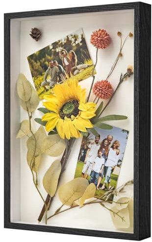 WISYOK 3D Bilderrahmen zum Befüllen A3, 3D Objektrahmen Tiefer 3cm, Tiefer Rahmen für Wand, Shadow Box für Fotos, Objekte, Hochzeitsstrauß, DIY Kunstwerke -43,5x31x4,5cm (Schwarz)