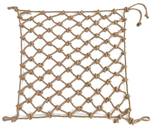 DEWADE Rete in Corda di Canapa, Retro Intrecciata a Mano per Bambini ringhiera Esterna Anti-Caduta sicura spago Rete Altalena Arrampicata(1x6m)