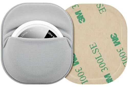 DDJ 2 Pack Airtag Adhesive Mount, Air Tag Holder Case with 3M Adhesive Sticker Stick on Wallet/TV Remote/Car/Luggage/Drones, Fabric Full Protective Cover for Moto Tag, Lightweight, Anti-Lost, Grey