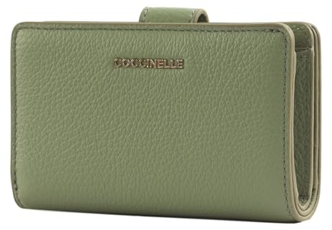Coccinelle Leder Geldbörse Metallic Soft Mini Wallet Grained Leather Greenery Mint