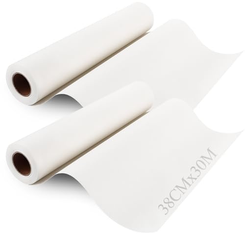 LDXDRU Lot de 2 rouleaux de papier à dessin - 38 cm x 30 m - 70 g/m² - Couleur crème - Pour dessin et croquis - Pour papier chevalet, art mural, croquis, bricolage, dessin, papier cadeau