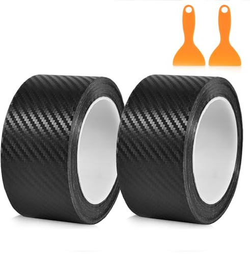 2 Stück Carbon Folie Auto Selbstklebend Einstiegsleisten Schutz Matt,5CM,Türschwelle Nanoklebeband,Rahmenschutzfolie Fahrrad Universeller Stoßschutz (Schwarz,5M)