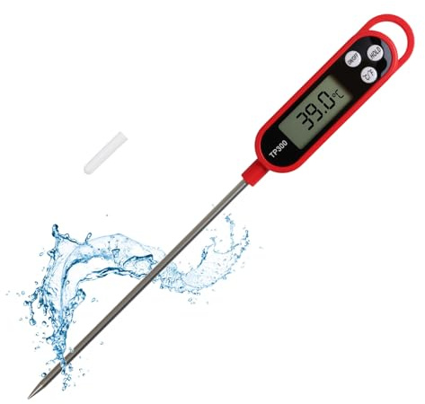 Digital mattermometer - kökstermometer för matlagning omedelbar läsning LCD-skärm med lång sond för kött patisserie socker stekning vatten mjölk vin grill