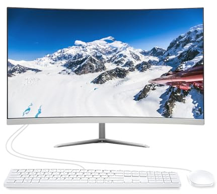 ALNERUZL All-in-One Desktop Computer PC, 24” FHD Curved Display Monitor I7 Quad-Core Desktop, 16G Ram 512G SSD, WiFi Bluetooth for Home Business Office Gaming