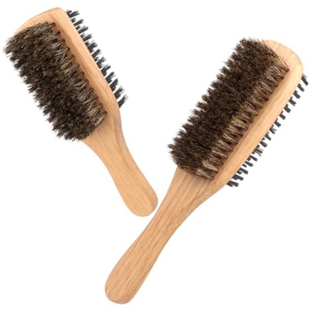 VILLCASE Doppelseitigen Herren Haarbürsten aus Gummibaumholz 2 Stück-Pack Doppelseitige Herren Haarbürsten mit Wildschweinborsten und Nylonborsten zum Reinigen und Glätten von Bart und Haar