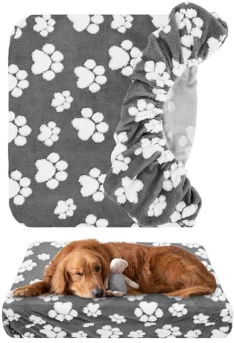 Deuson Bezüge für Hundebetten,Bezug Hundebett,Hundebett Bezug Ersatz,Wasserdichter,Weicher Baumwollsamt für Hundekissen,Waschbar(L:91x69x20 cm)