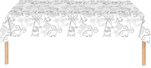 Ovanda 120 x 180 cm DIY Ausmal Tischdecke,Kinder Papiertischdecke,Kinder Beschäftigung Ausmaltischdecke,Rechteck Rätsel Tischdecke,Dino Thema Partydekoration,Ausmale Tiere,Kreative Kinderbeschäftigung