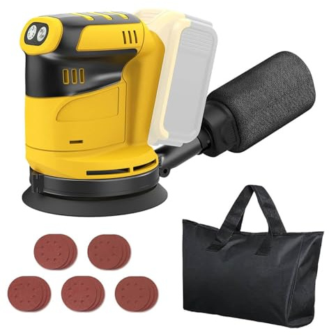 Cordless Random Orbital Sander Compatible with DeWalt 20V MAX Battery (No Battery) 5-Inch Brushless Electric Sander with 3-Speed & Dust Collector, for Woodworking, Metal& DIY Sanding