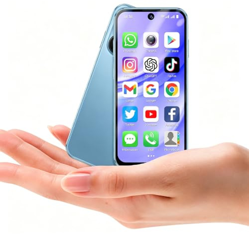 Longben Mini Smartphone Débloqué, Android 12.0 Petit Téléphone, 3,88 Screen, 4G Double SIM, 1950mAh, Face ID GPS WiFi OTG, 4+64 Go Bleu