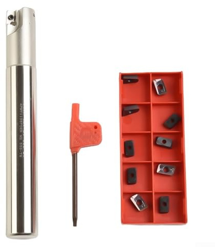 10 fresas de cara indexable D20mm con inserciones de carburo APMT1135, fresa de extremo de 2 flautas de 90 grados, herramienta de precisión de 150 mm de longitud para mecanizado CNC y