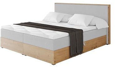 ALTDECOR Boxspringbett mit Matratze und Lattenrost, Topper, Polsterbett mit Bettkasten, Bett mit Stauraum H4-Matratze, Doppelbett, Boxbett - LOLLI9 Hellgrau 200x200