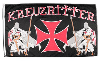 Flaggenfritze Fahne/Flagge Kreuzritter + gratis Sticker