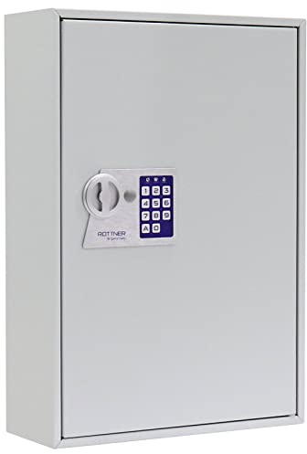 Rottner Schlüsselschrank S 150 Elektronikschloss mechanische Notöffnung Schlüsselregister Hakenleiste verstellbar 150 Schlüsselanhänger gratis inkl. Befestigungsmaterial