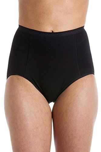 Camille Womens High Waist 2 Pack Black Cotton Control Full Briefs 12