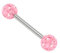Lot de 4 piercings de langue en acier chirurgical 316L ou choisissez des piercings en cristal pailleté. - rose