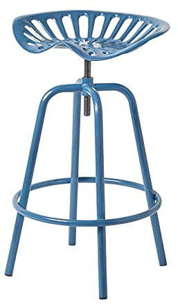 Homescapes Vintage Barhocker Traktorsitz blau - Farmhaus Barstuhl Metall Retro Thekenstuhl - höhenverstellbar bis 74cm