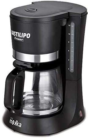 Bastilipo Cafetière goutte à goutte 12 tasses, noir/acier, 680 W, Mokka Goteo 12