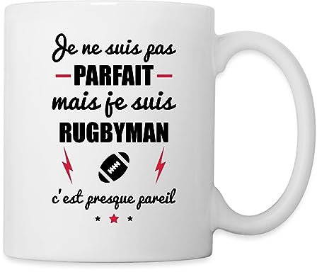 Spreadshirt Je Suis Pas Parfait Rugbyman Mug Blanc, taille unique, blanc