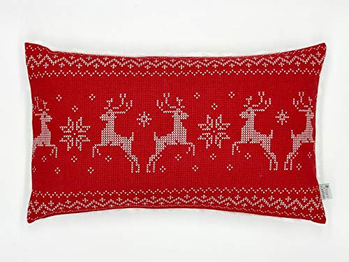 Stoffeldorado - Kissenbezug mit Reißverschluss - Druck Hirsch, Rückseite Fell Creme 30 x 50 cm