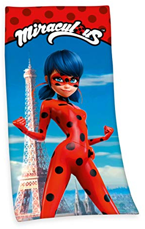 Herding Miraculous Ladybug und Cat Noir Velourstuch, Mehrfarbig, 75 x 150 cm