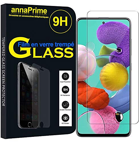 annaPrime® 1 Film Vitre Verre Trempé de Protection d'écran pour Samsung Galaxy A51 6.5 SM-A515F - Transparent