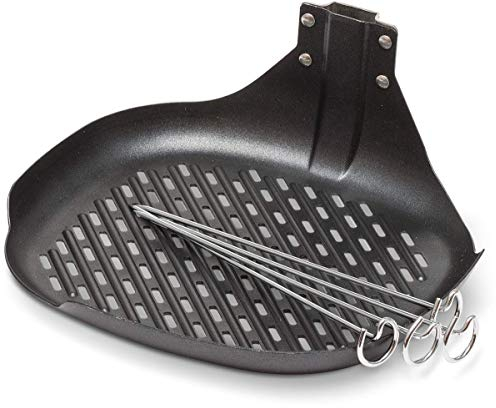 Philips Kitchen Appliances Grill Master Zubehör-Set mit Grillpfanne und 4 Metallspießen für Philips Airfryer Kompaktmodelle, Schwarz (HD9941/00)