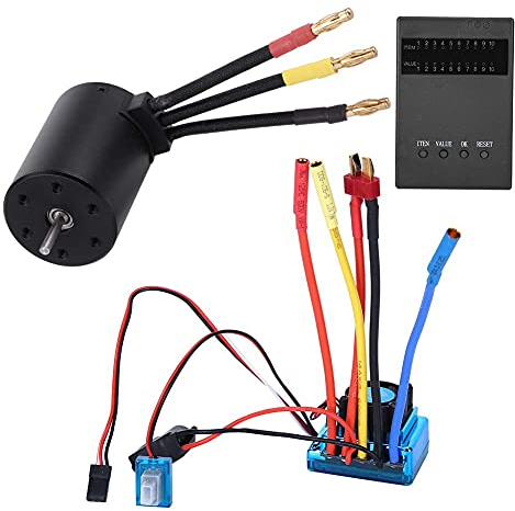 VGEBY 3650 Motor Combo, 3100KV Motor + Programmkarte + 45A/60A/80A/120A Bürstenloses ESC-Set Passend für 1/10 RC-Autoteile(120A)