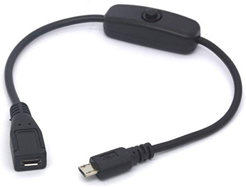 OpenII Micro USB On Off Cable Micro-USB Male to Female Switch Charging Cord for Raspberry Pi, Arduino, Smartphone, Powerbank(Only for Charge,Not for Data)