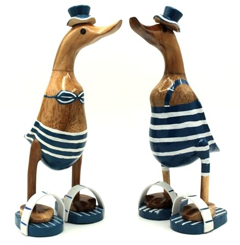 dekoundmeer 2 Enten als Paar im Badedress je ca. 25 cm Handarbeit aus Holz
