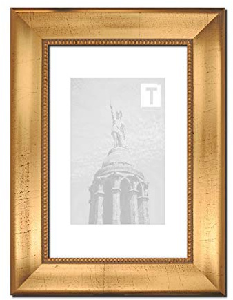 Barock-Bilderrahmen Ann-Katrin Gold 40 x 50 cm Museumsglas 2mm Perlenleiste geschwungen breit