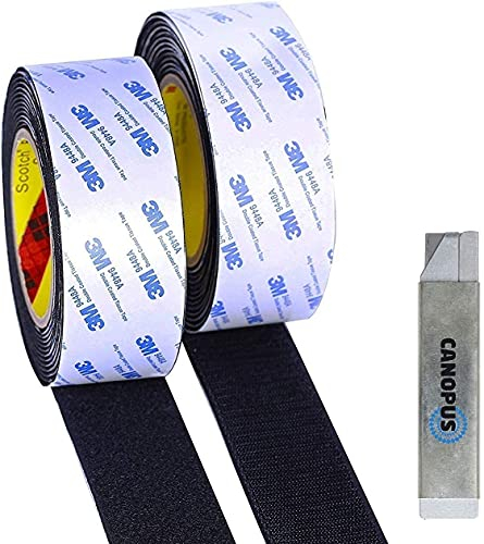 CANOPUS Selbstklebend Extra Stark Wasserfest (50mm x 2,5m) Hakenband Flauschband, Anti Rutsch Klebeband Nummerntafel Nummernschild, Teppichband