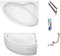 ECOLAM Baignoire d'angle acrylique Ada 140x90cm droite, habillage en acrylique blanc, siphon, silicone. Belle forme Aspect moderne original produit