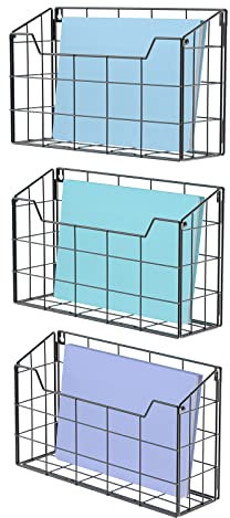 Univivi Wand-Organizer, Hängemappenhalter, Zeitschriftenhalter, Desktop-Aktenordner, Organizer für Dokumente, Papier, Post, Zuhause, Büro, 3 Stück