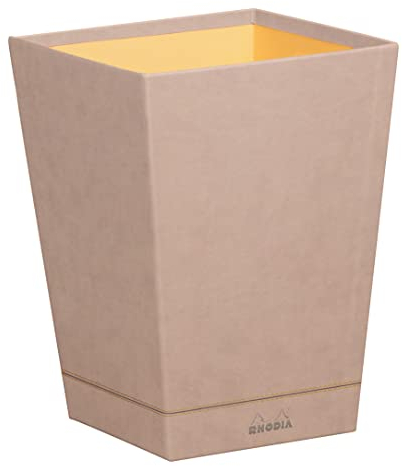 RHODIA 194622C - Touch of Rose Waste Paper Bin - 24x24x32 cm - Orange Saddle Stitching - Faux Leather Exterior - Home Office Collection Rhodiarama - Office Organization & Designer Storage