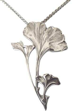 Dakota House Halskette 925 Silber Jugendstil Ginkgo