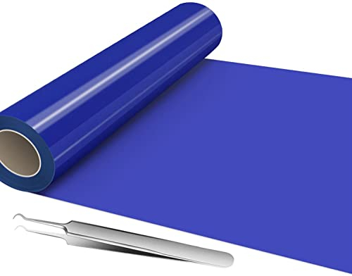 NCRGB® Heat Transfer Vinyl Royal Blue 12In x 10Ft,HTV Vinyl Roll for Cricut & Cameo,Iron on Vinyl for T-Shirts,Equipped with a Hooked Tweezers Easy to Cut & Weed(Royal Blue)