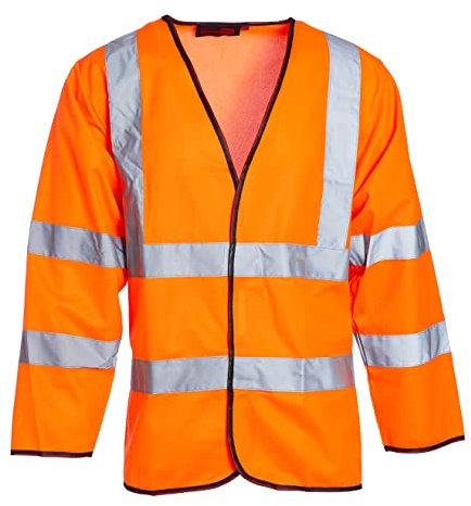 Blackrock Hi Vis Long Sleeve Vests Orange, Reflective High Vis Jackets, Hi Viz, Work Utility & Safety Clothing, Neon Clothes, Running, Jacket, Hivisible, Security, PPE, Fluorescent - Size XL