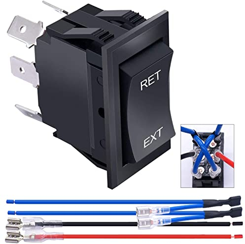 Taiss Reverse Polarity Momentary Wippschalter 12V DC 20A 6 Pin DPDT (ON)-Off-(ON) Rv Jack Motorsteuerungsschalter mit Überbrückungskabel für 5. Radzunge Anhänger KCD2-7-223-6PIN-X