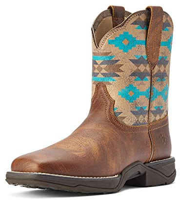 ARIAT Womens Anthem Shortie Savanna Western Boot Dry Taupe/Turquoise Aztec 7